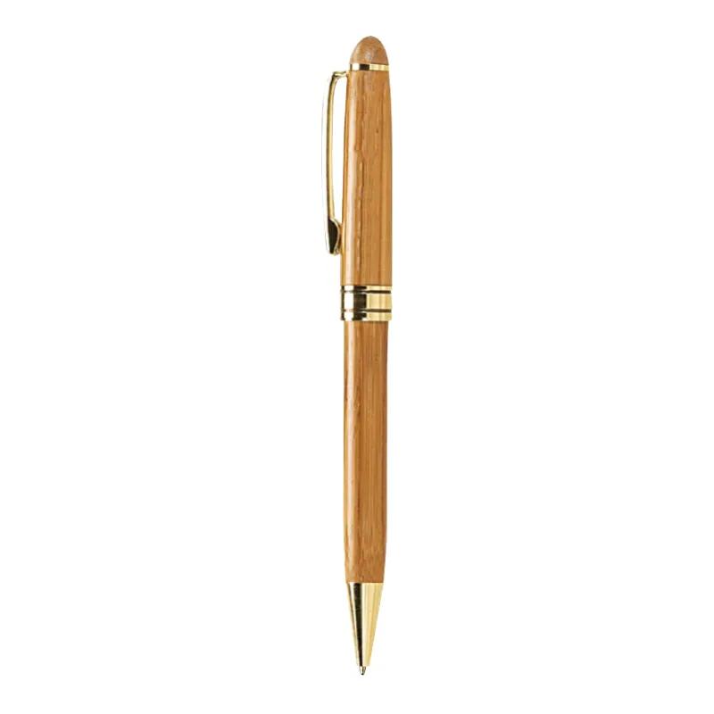 Milano Blanc Bamboo Ballpoint Pen Gold Accents Twist - 5.38 in - product view 2
