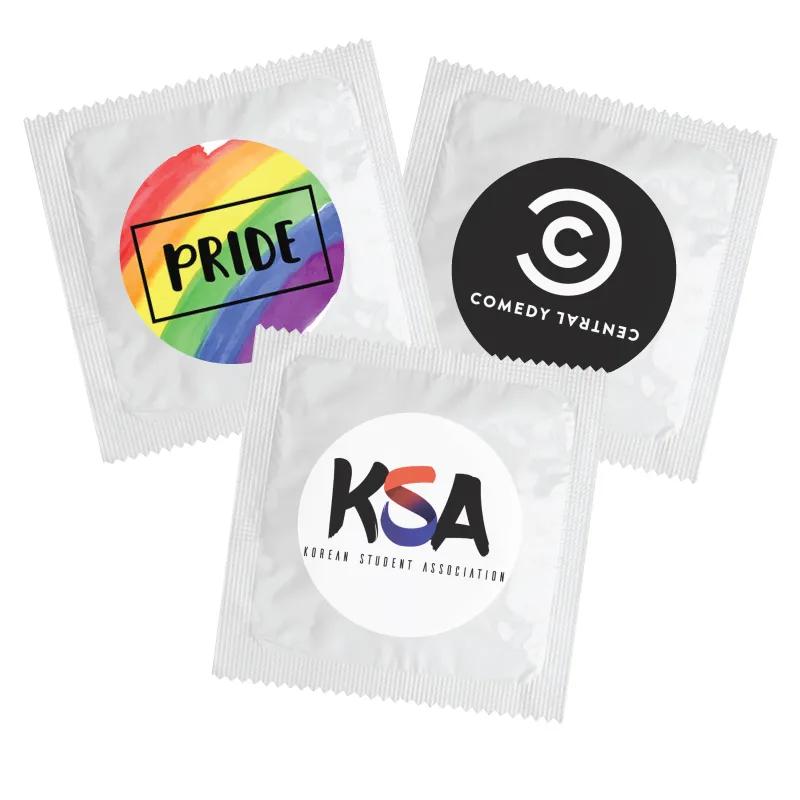 Condom Individual Round Decal Full Color Print - 2.125 x 2.125 in