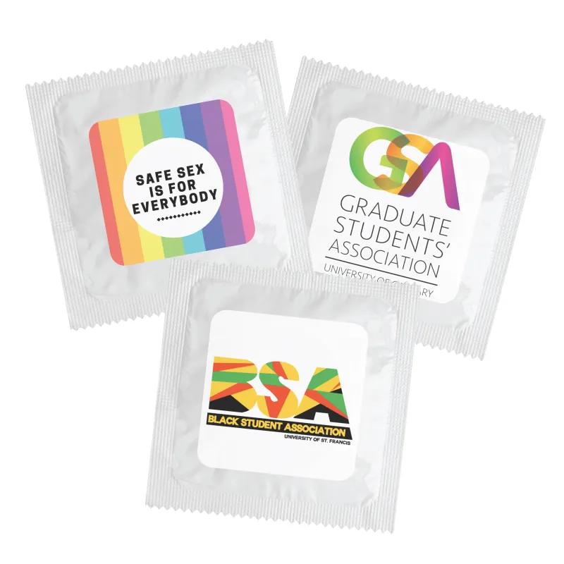 Condom Individual Square Decal Full Color Print - 2.125 x 2.125 in