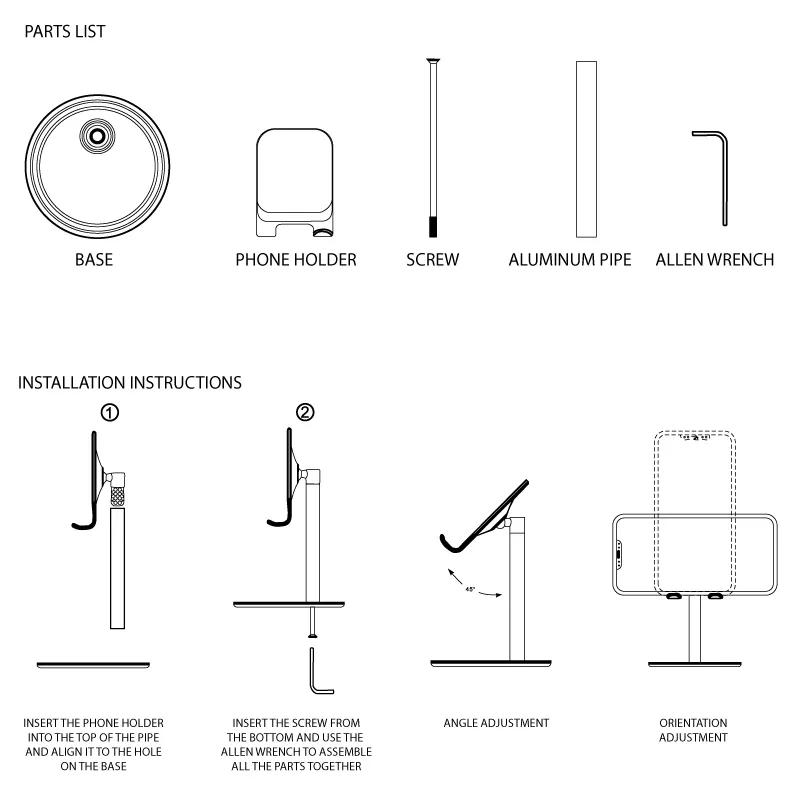 Phone Stand Adjustable Angle Weighted Base Dock - 4 x 4 x 6 in - product view 4