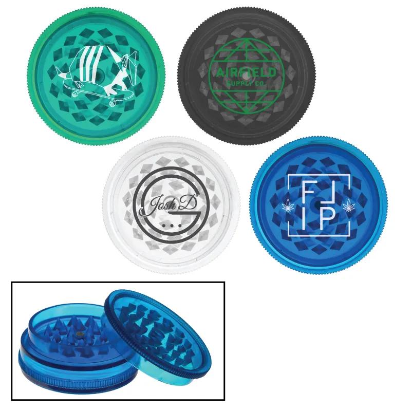 Herb Grinder Plastic 2 Piece Magnetized Lid - 2.25 in Dia