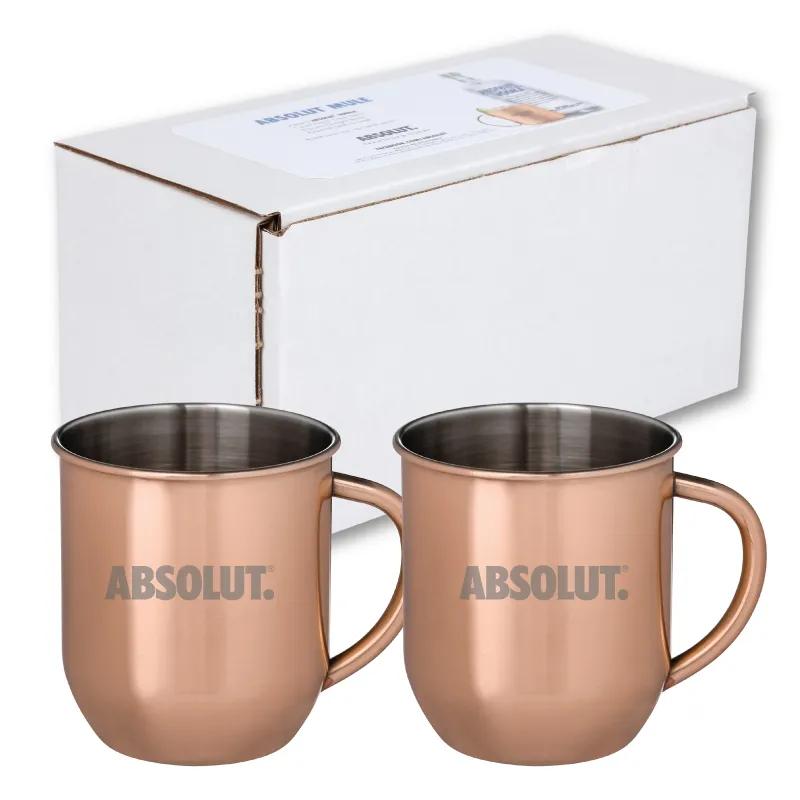 Moscow Mule Mug Set Copper Plated Steel Gift Box - 17 oz (2 Pack)