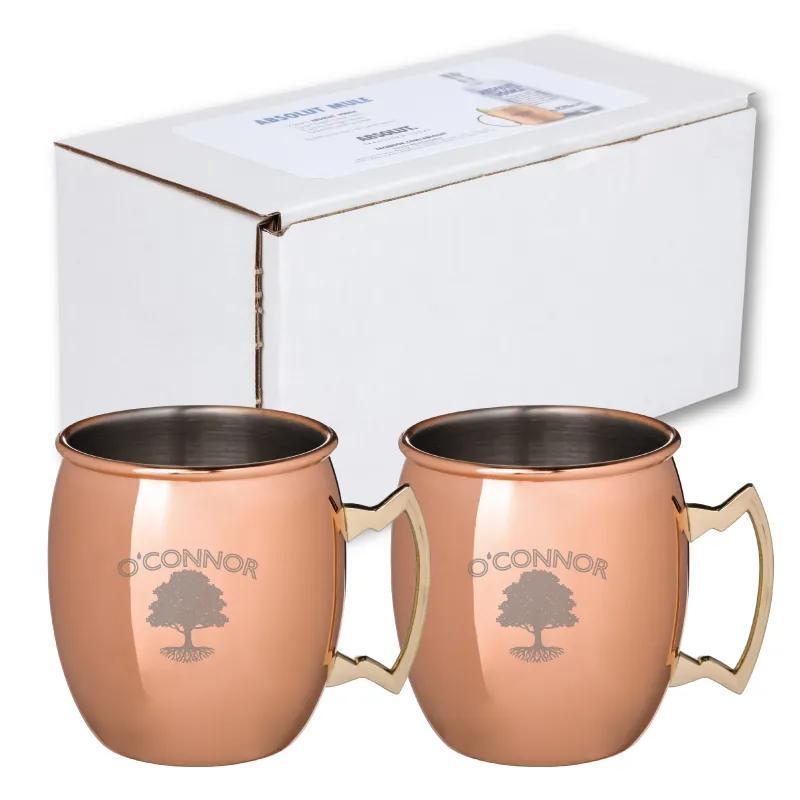Moscow Mule Mug Set Copper Plated Annapurna Style - 17 oz (2 Pack)