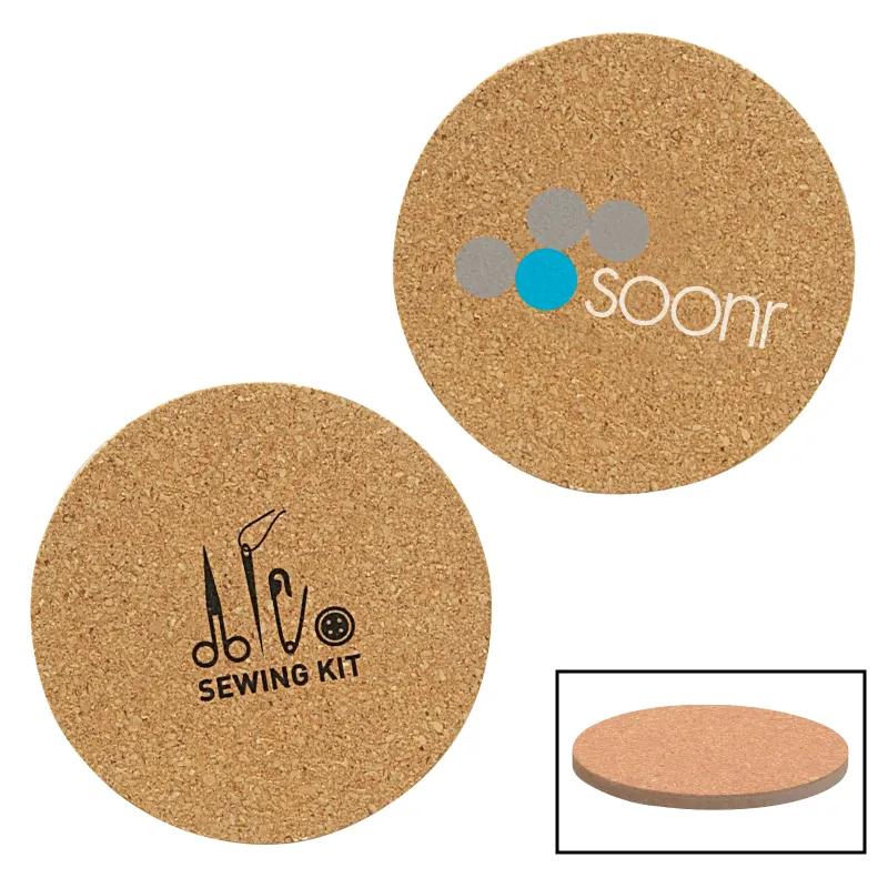 Cork Coaster Round Natural Fiberboard Backing - 3.75 in