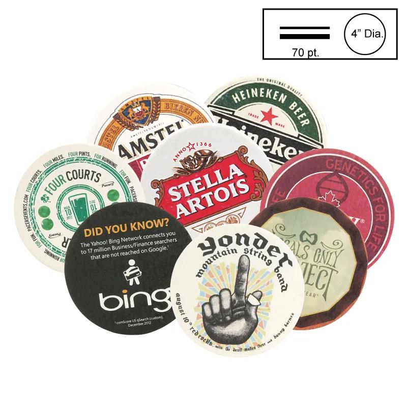 Circle Pulpboard Coaster Medium Weight CMYK - 4 in Dia