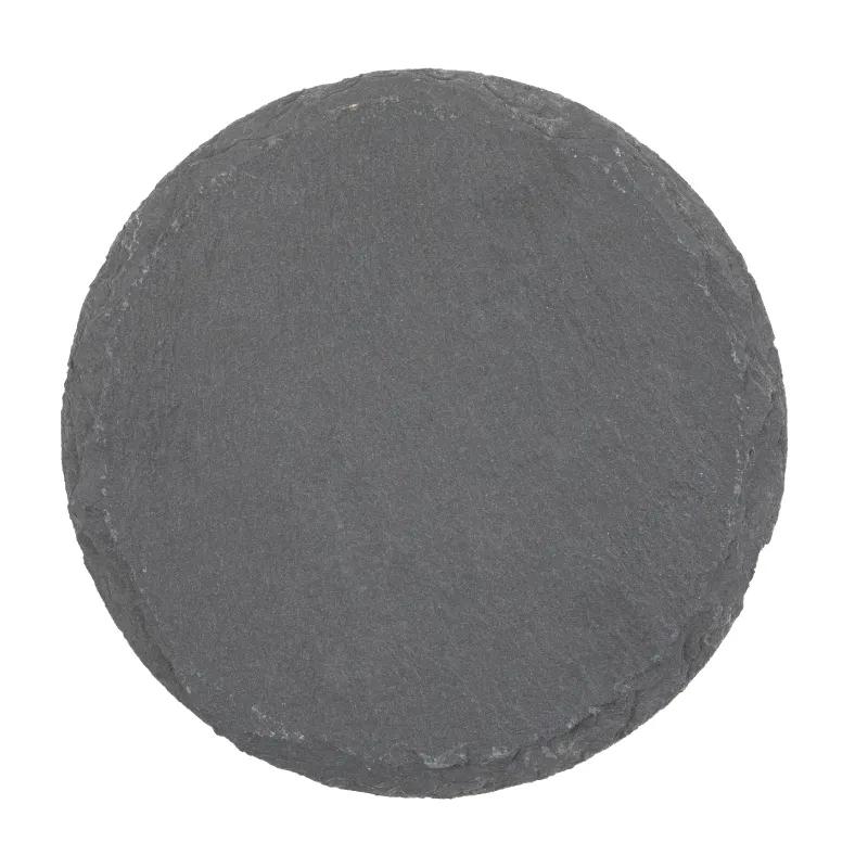 Natural Slate Stone Coaster Round Padded Feet - 4 in Dia - product view 2