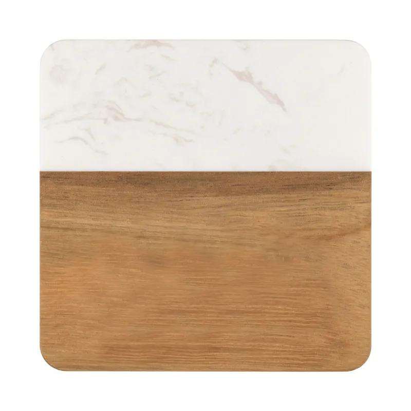 Acacia Slate Square Coaster Wood Marble - 4 x 4 x 0.375 in - product view 2