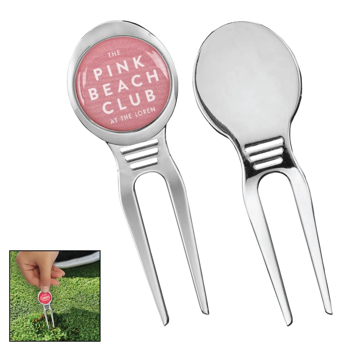 Heavy Duty Golf Divot Tool Epoxy Dome Steel Custom - 3 x 1 1/8 in