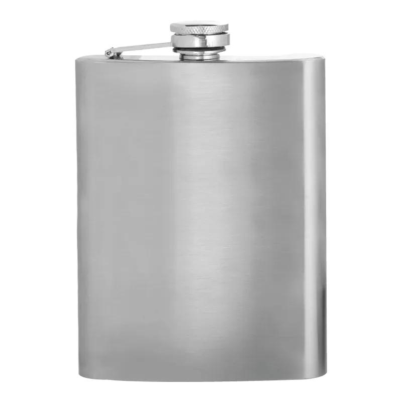 Stainless Steel Hip Flask Brushed Hinged Cap Large - 8 oz - product view 2