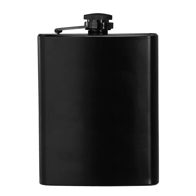 Black Hip Flask Matte Stainless Steel Hinged Cap - 8 oz - product view 2