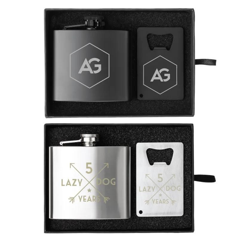 Flask Bottle Opener Gift Set Stainless Steel - 5 oz