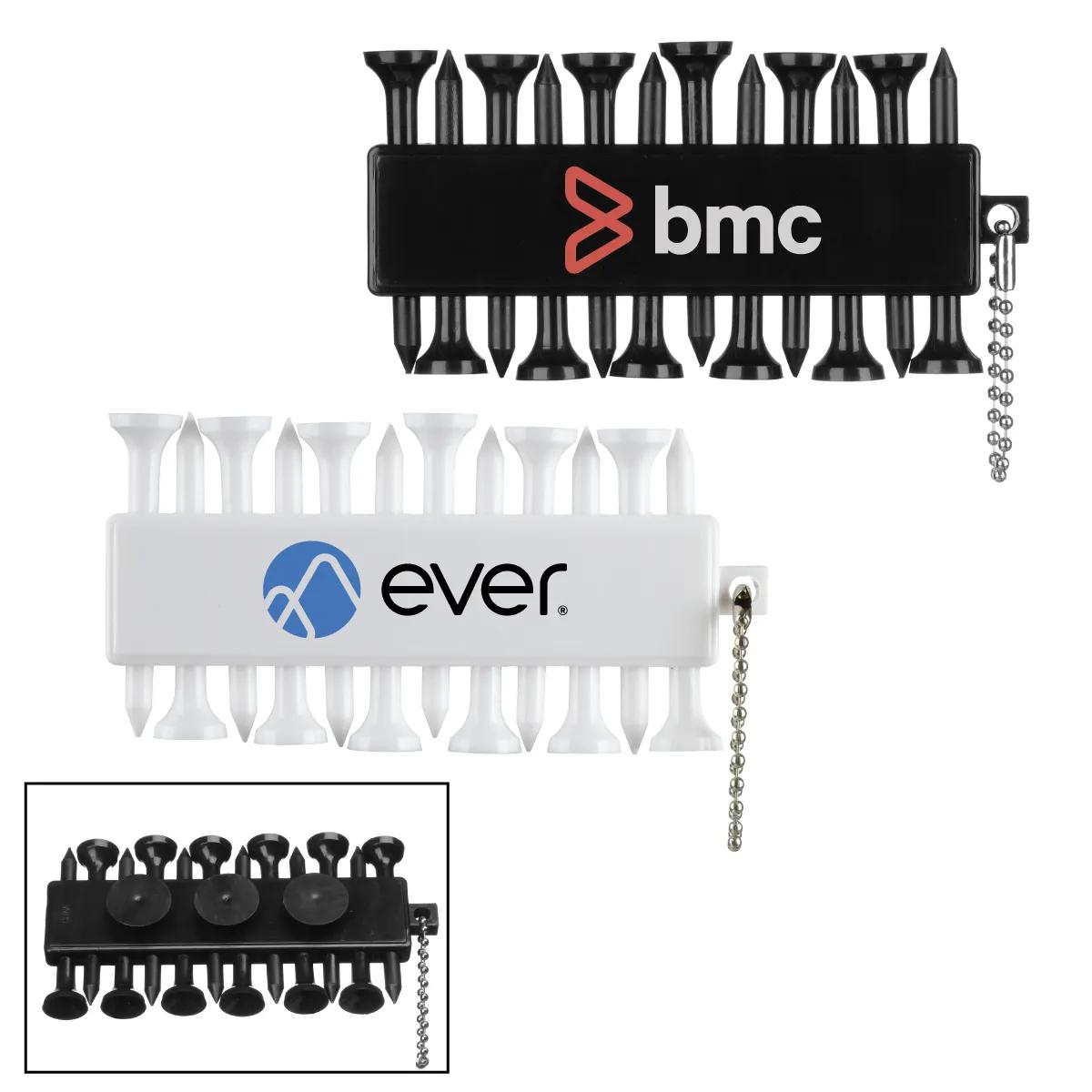 Golf Tee Pack with Ball Markers Plastic Beaded Chain - 4 x 2 in