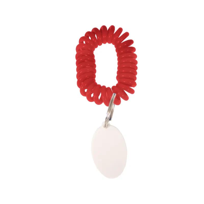 PVC Wrist Coil Bracelet with Tag Keyring Stretchy - 1 x 4 in - product view 4
