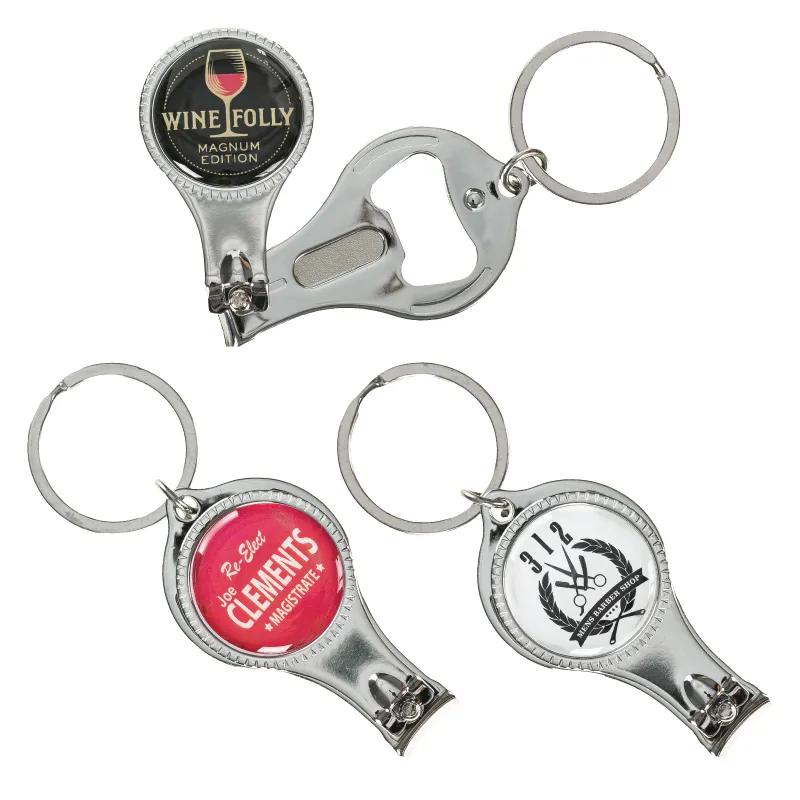 Round Nail Clipper w/Bottle Opener Keyring - product view 1