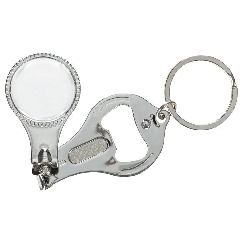 Round Nail Clipper with Bottle Opener File Keyring - 2.25 in - product view 2