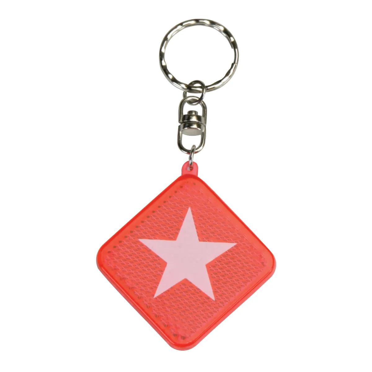 Square Diamond Reflector Keyring Red Safety Bright - 1.75 x 1.75 in