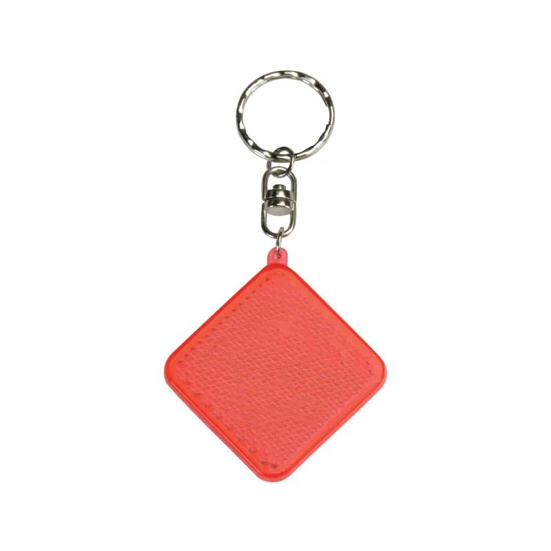 Square Diamond Reflector Keyring Red Safety Bright - 1.75 x 1.75 in - product view 2