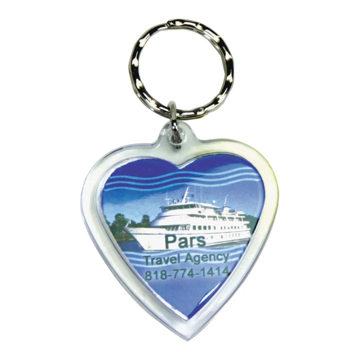 Heart Acrylic Keyring Clear Full Color Both Sides - 1.75 x 1.75 in