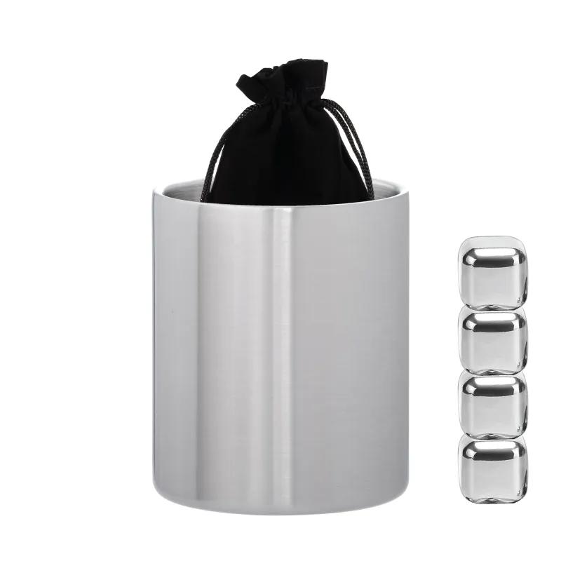 Whiskey Glass with Whiskey Stones Stainless Steel - 3.6 x 3 in - product view 2