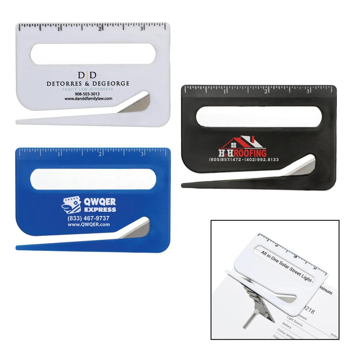 3-in-1 Letter Opener Ruler Magnifier Stainless Steel - 3.6 x 2.5 in
