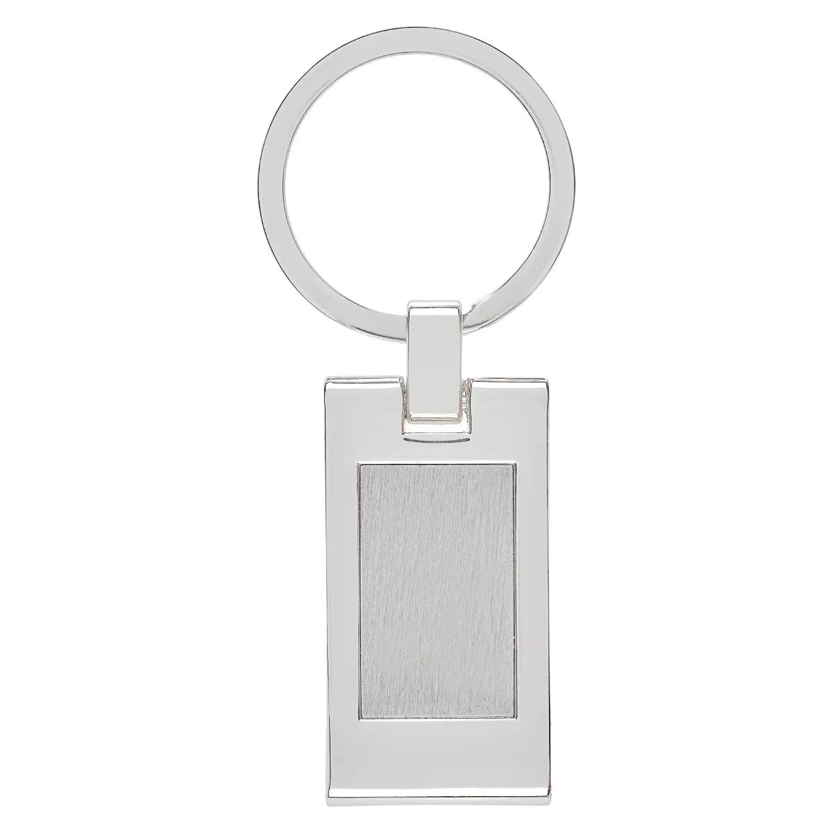 Sterling Silver Rectangle Keyring Brushed Metal - 1.6 in - product view 2