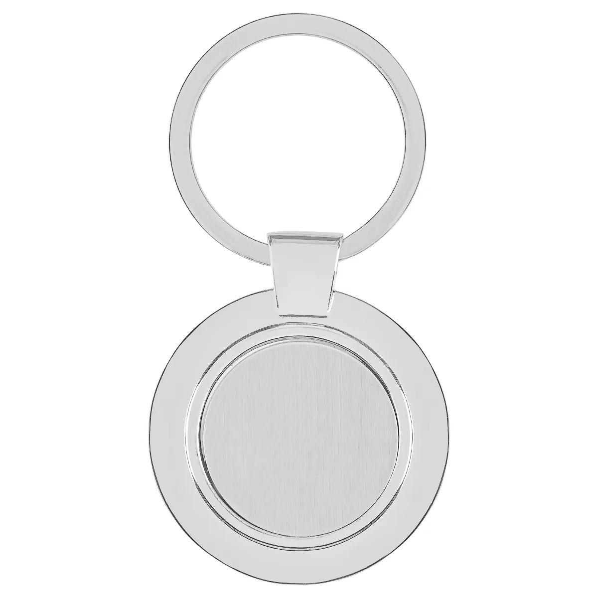 Sterling Silver Circle Keyring Brushed Center - 1.5 in - product view 2