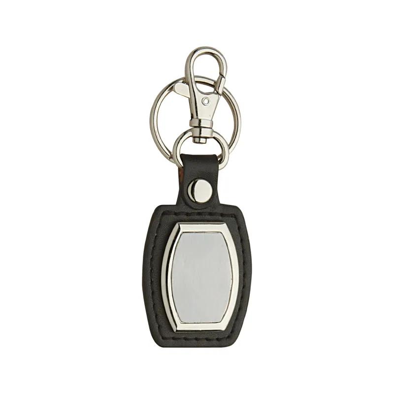 Leather Brushed Plate Keyring Synthetic Strap - 2.5 in - product view 2