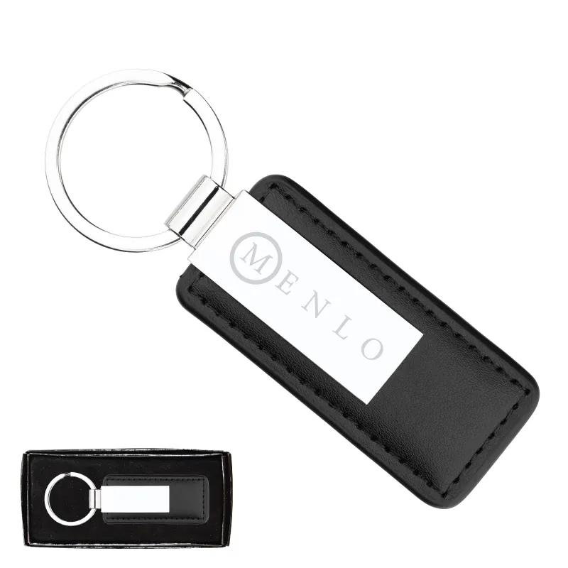 Leather Silver Plated Keyring Chrome Finish - 3.75 in