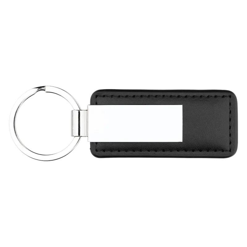 Leather Silver Plated Keyring Chrome Finish - 3.75 in - product view 2