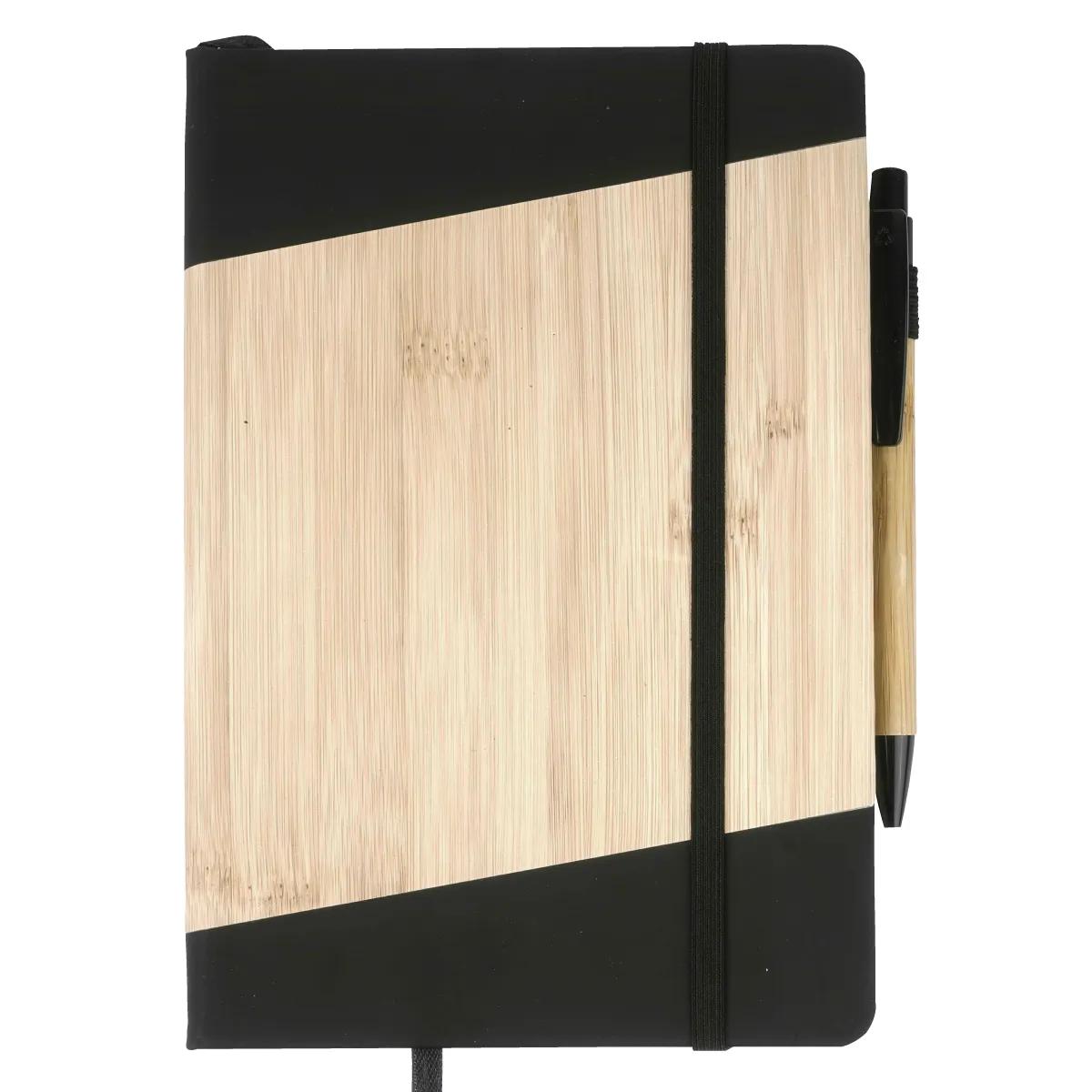 Bamboo Journal Notebook with Pen Elastic Strap - 5.88 x 8.25 in - product view 2