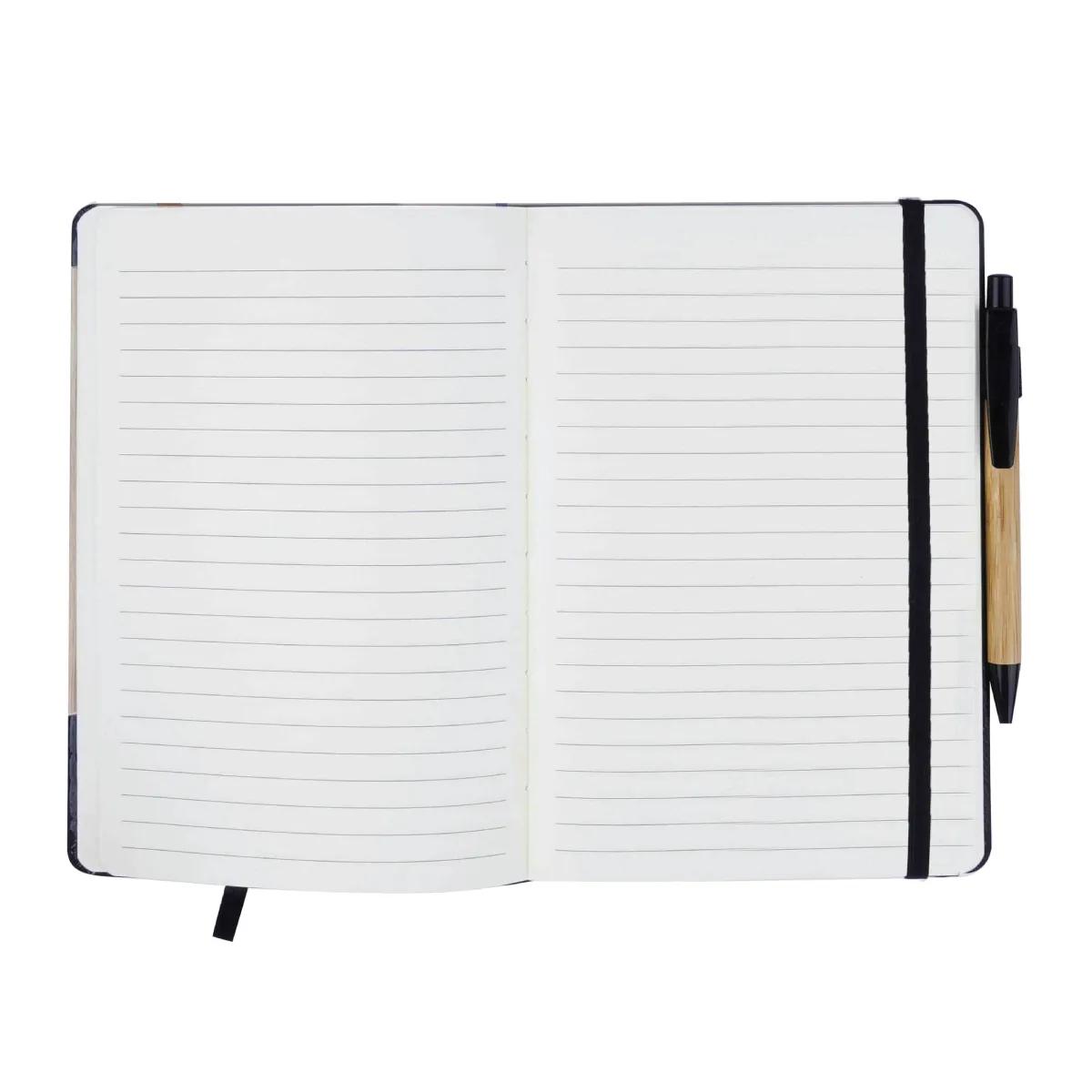 Bamboo Journal Notebook with Pen Elastic Strap - 5.88 x 8.25 in - product view 5