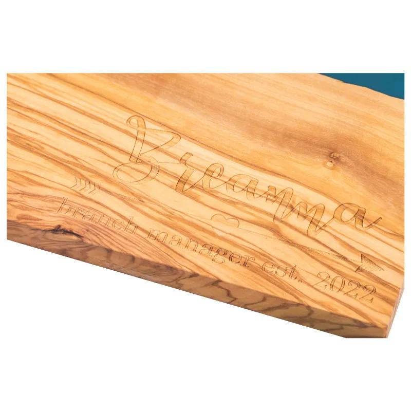Olive Wood Cutting Board Blue Resin Handcrafted - 15.75 x 11.88 in - product view 4