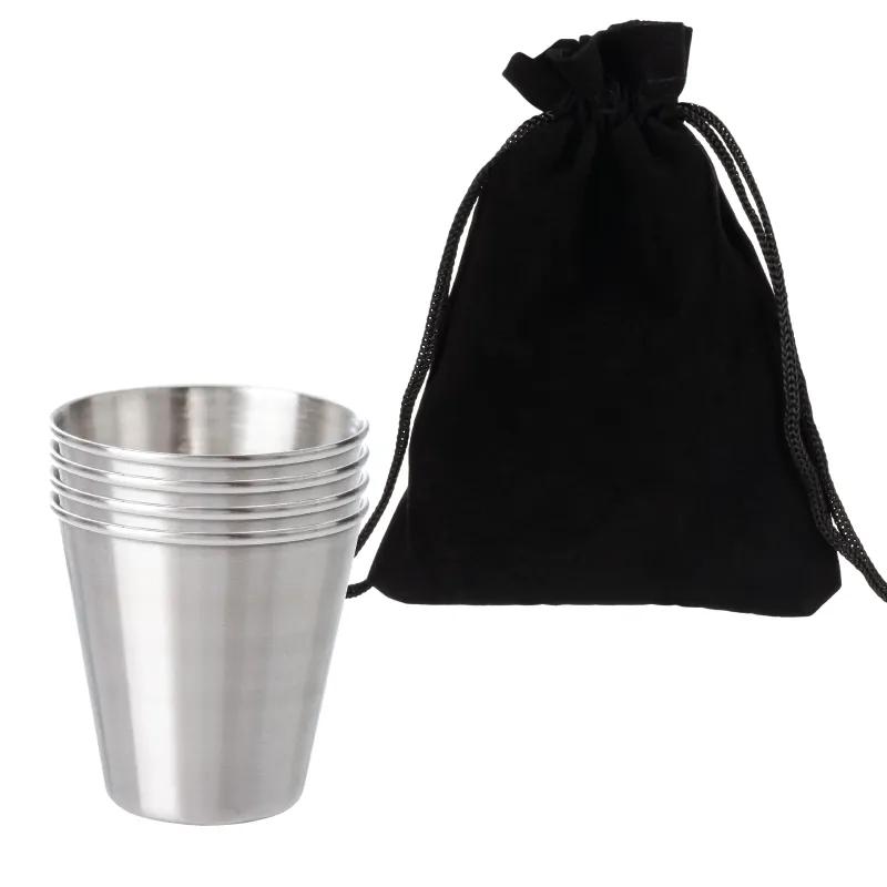 Stainless Steel Shot Glass Set with Pouch - 2 oz (4 Pack) - product view 2