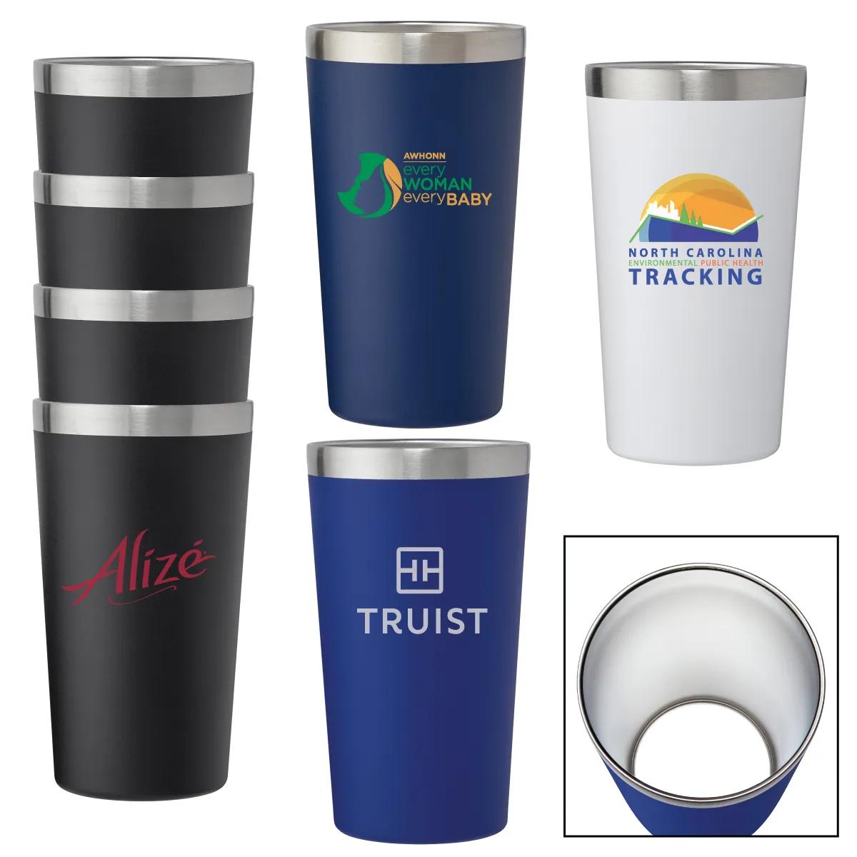 Insulated Pint Glass Vacuum Steel Stackable - 16 oz