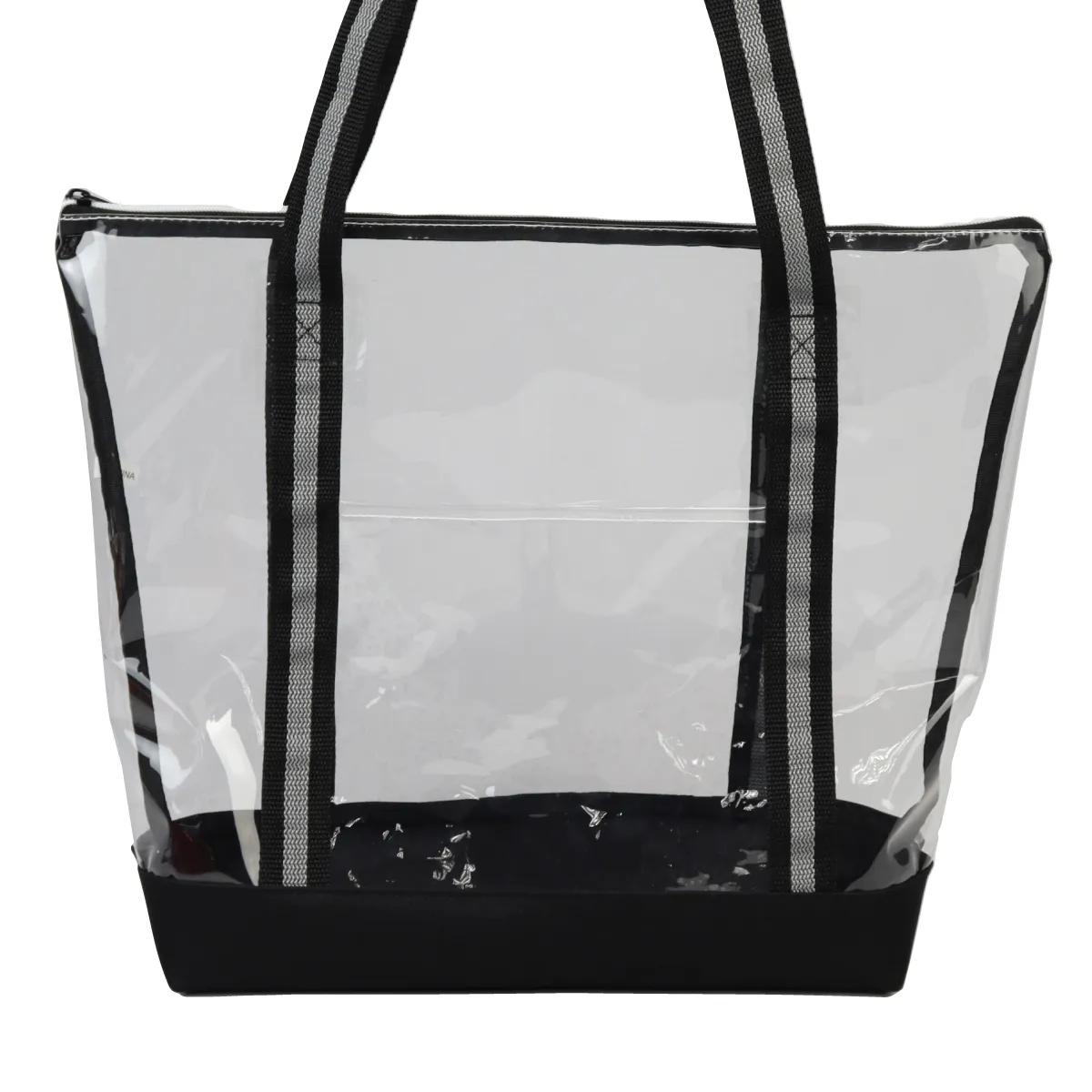 Clear Jumbo Tote Bag TPU Zippered Front Pocket - 18 x 14 in - product view 2