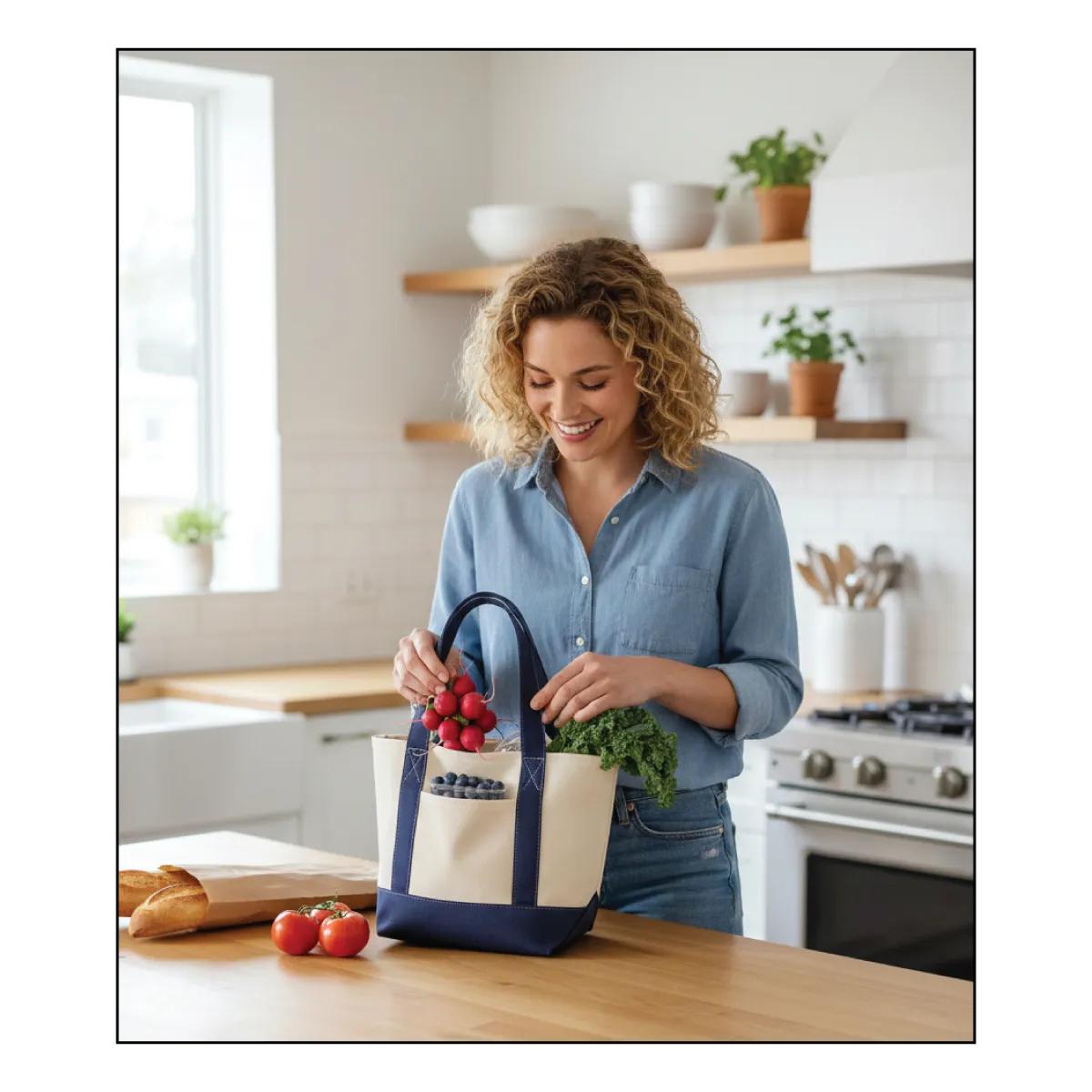 Custom Mini Tote Bag Canvas 14 oz with Slip Pockets - 13 x 11 in - product view 12