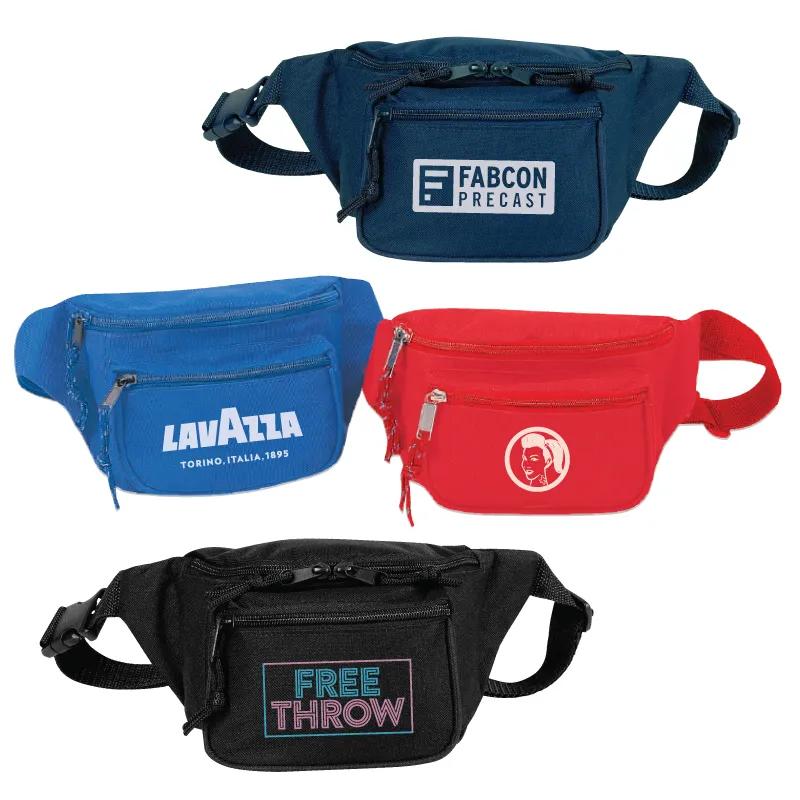 Fanny Pack Triple Zipper 600D Polyester - 8 x 4 x 3 in