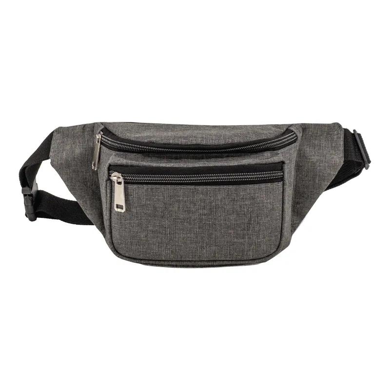 Compact Heather Fanny Pack Triple Zipper - 8 x 5 x 3 in - product view 3