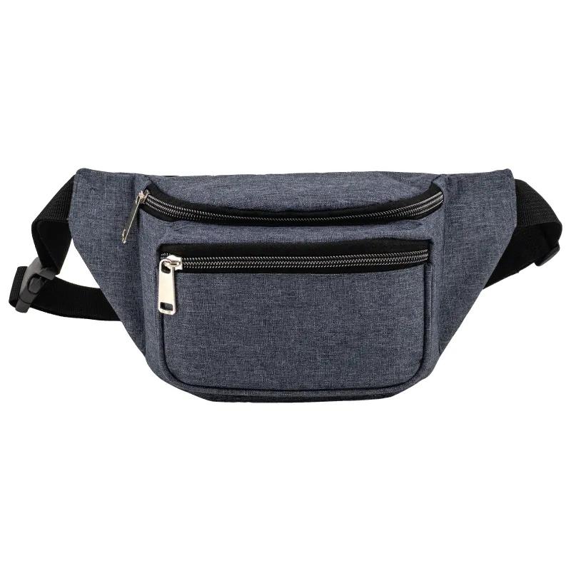 Compact Heather Fanny Pack Triple Zipper - 8 x 5 x 3 in - product view 4