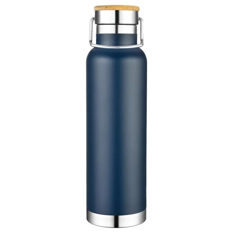 Insulated Water Bottle Bamboo Steel Lid Copper - 22 oz - product view 4