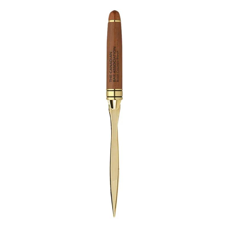 Rosewood Letter Opener Gold Accents Milano - 6.4 in