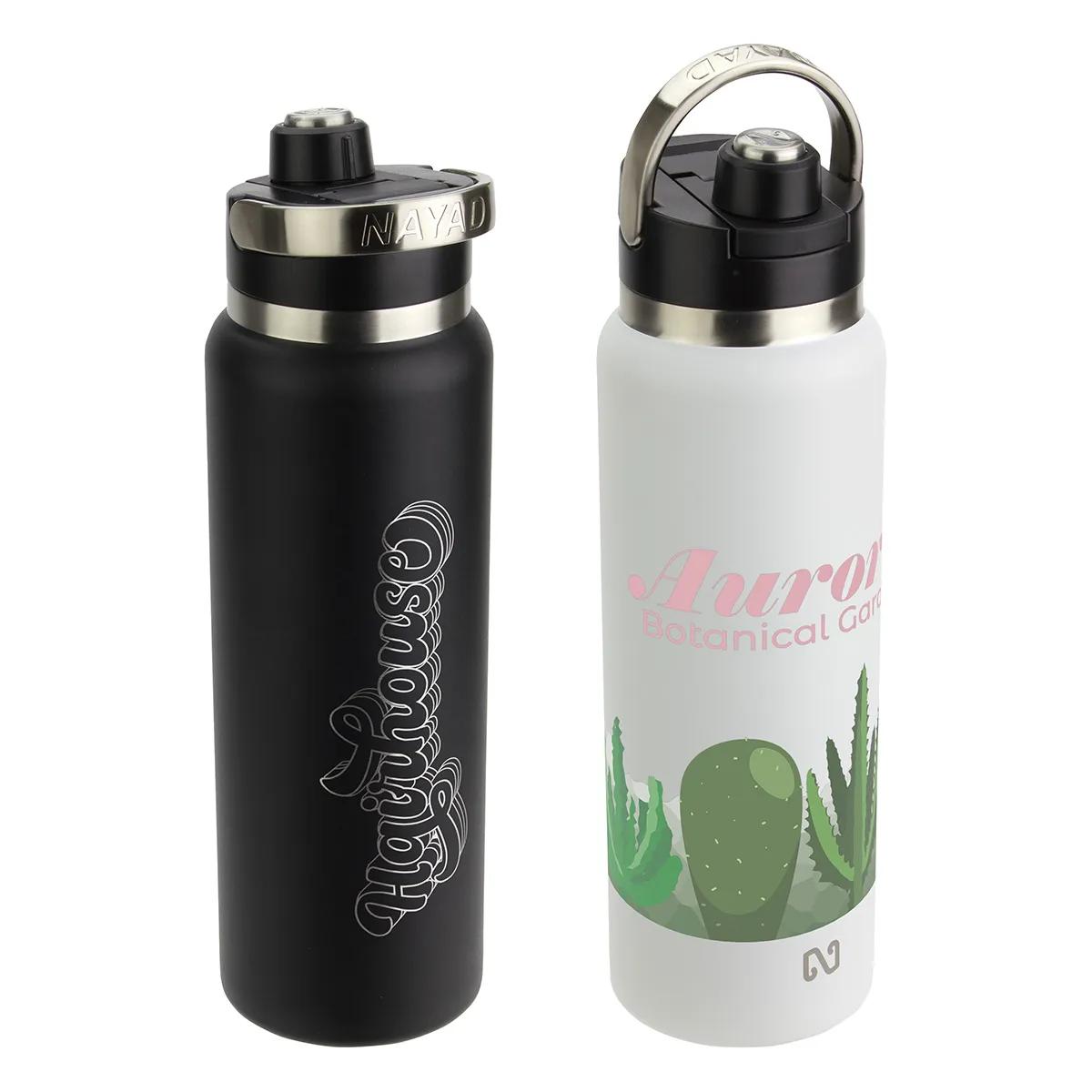 NAYAD® Traveler 40 oz Stainless Double-wall Bottle with Twist-Top Spout - promotional product with custom logo