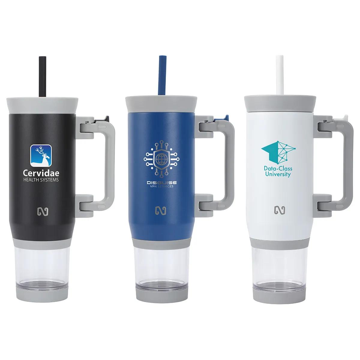 NAYAD® Quest 23 oz Stainless Steel Double-Wall Mug with Foldable Handle & Snack Cup