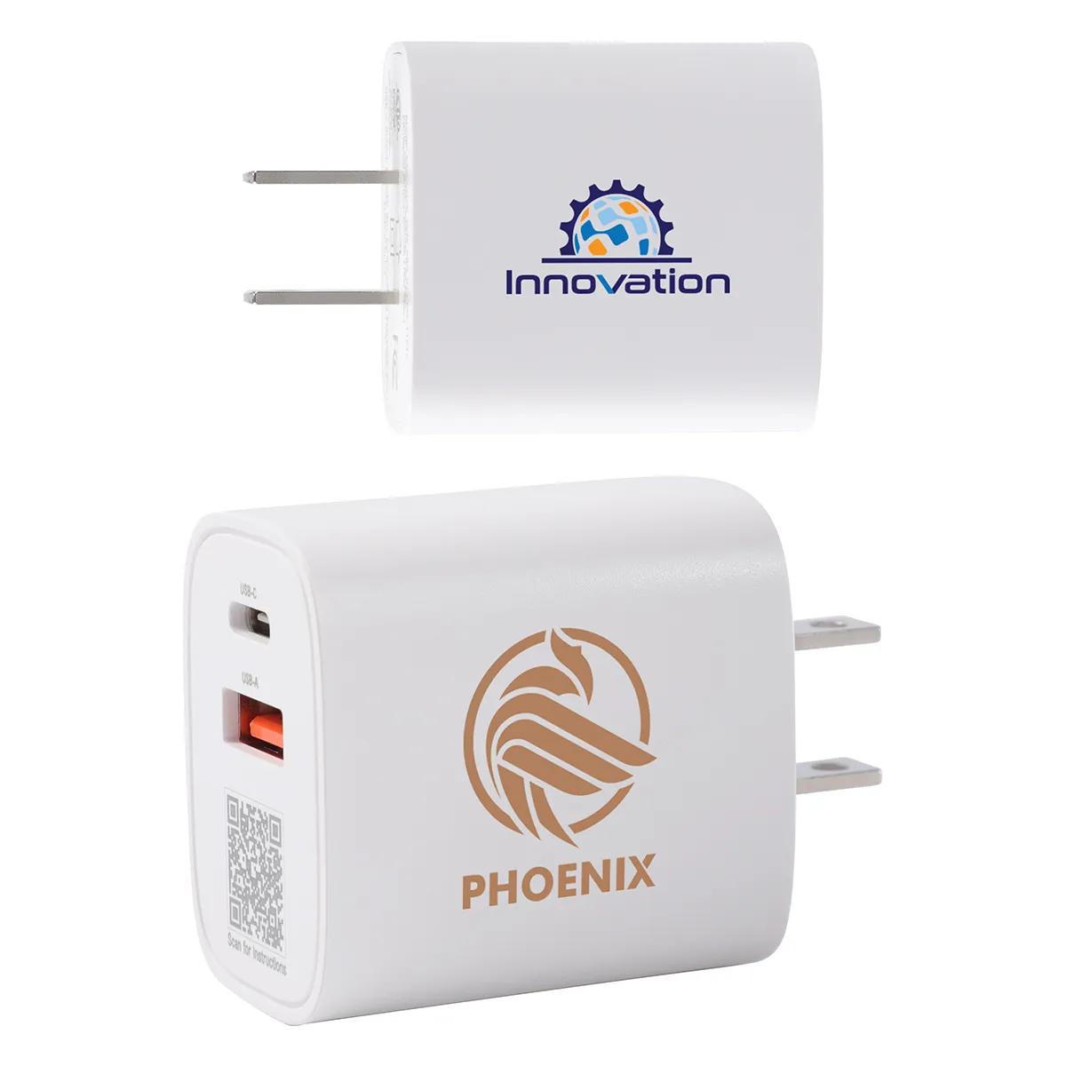 Channel 20W 2- Port PD Wall Charger with Dual Outputs