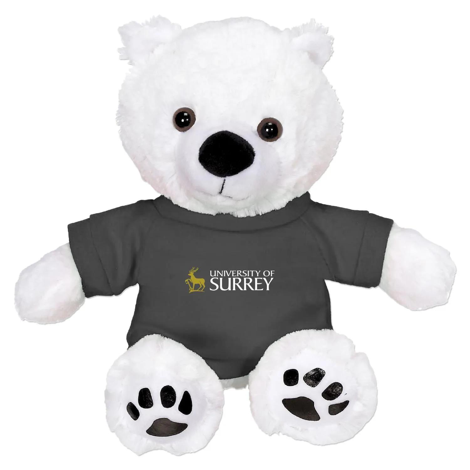 Plush Bear Justin Polar White Black Nose Polyester - 11 in - product view 4