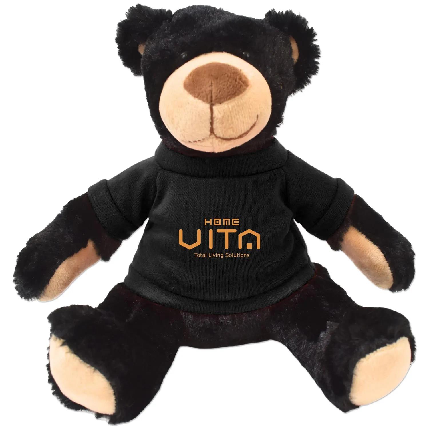 Plush Bear Rufus Black Huggable Soft Polyester - 11 in - product view 2