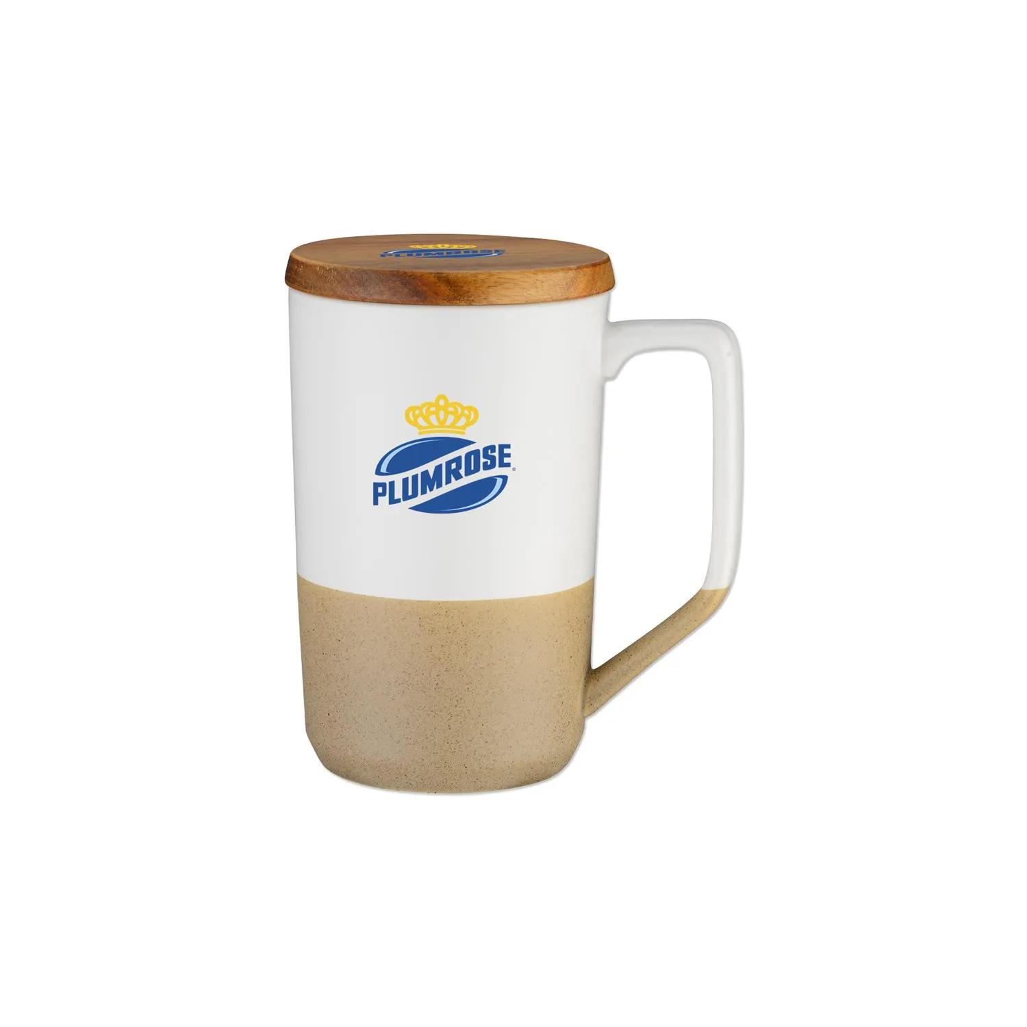 Two Tone Ceramic Mug with Lid Stoneware Coffee - 15 oz - product view 2
