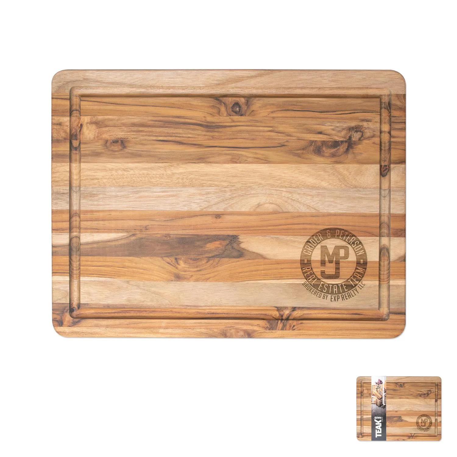 Teak Wood Cutting Board Juice Groove Antibacterial - 16 x 12 in