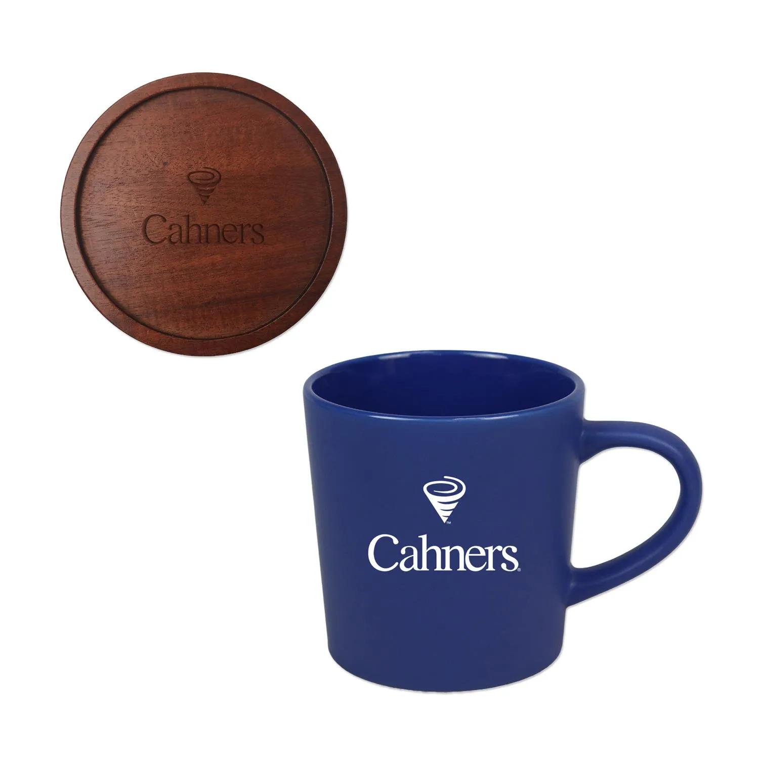 Ceramic Mug with Lid Coaster Stoneware Set - 16 oz - product view 3