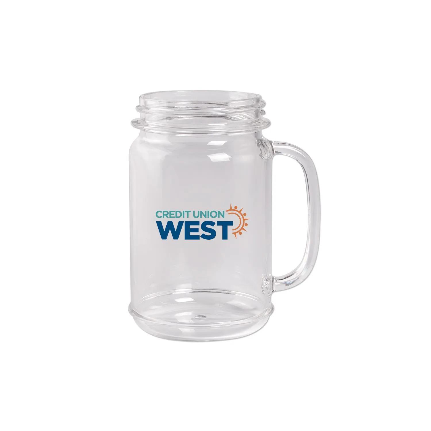 Mason Jar Mug Plastic with Handle Acrylic - 16 oz